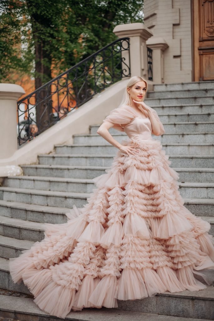 gown in baby pink colour